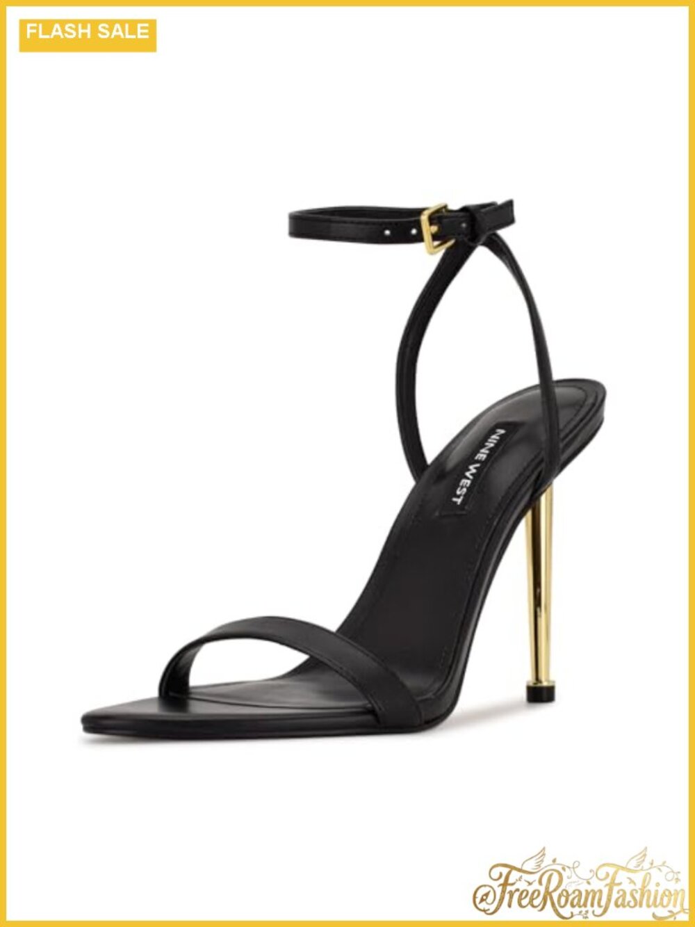 Nine West Reina Heeled Sandal Almond Toe Stiletto Ankle Strap Formal